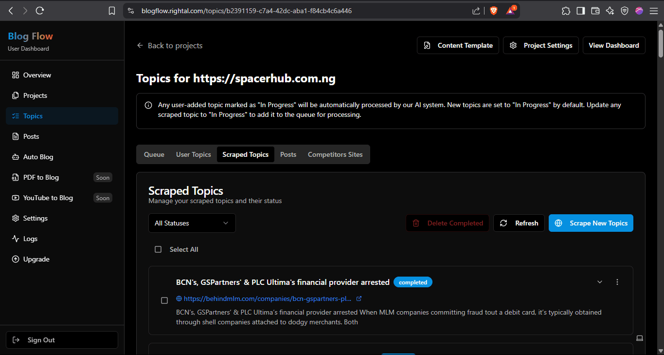 Auto Blog - AI-powered content generation interface