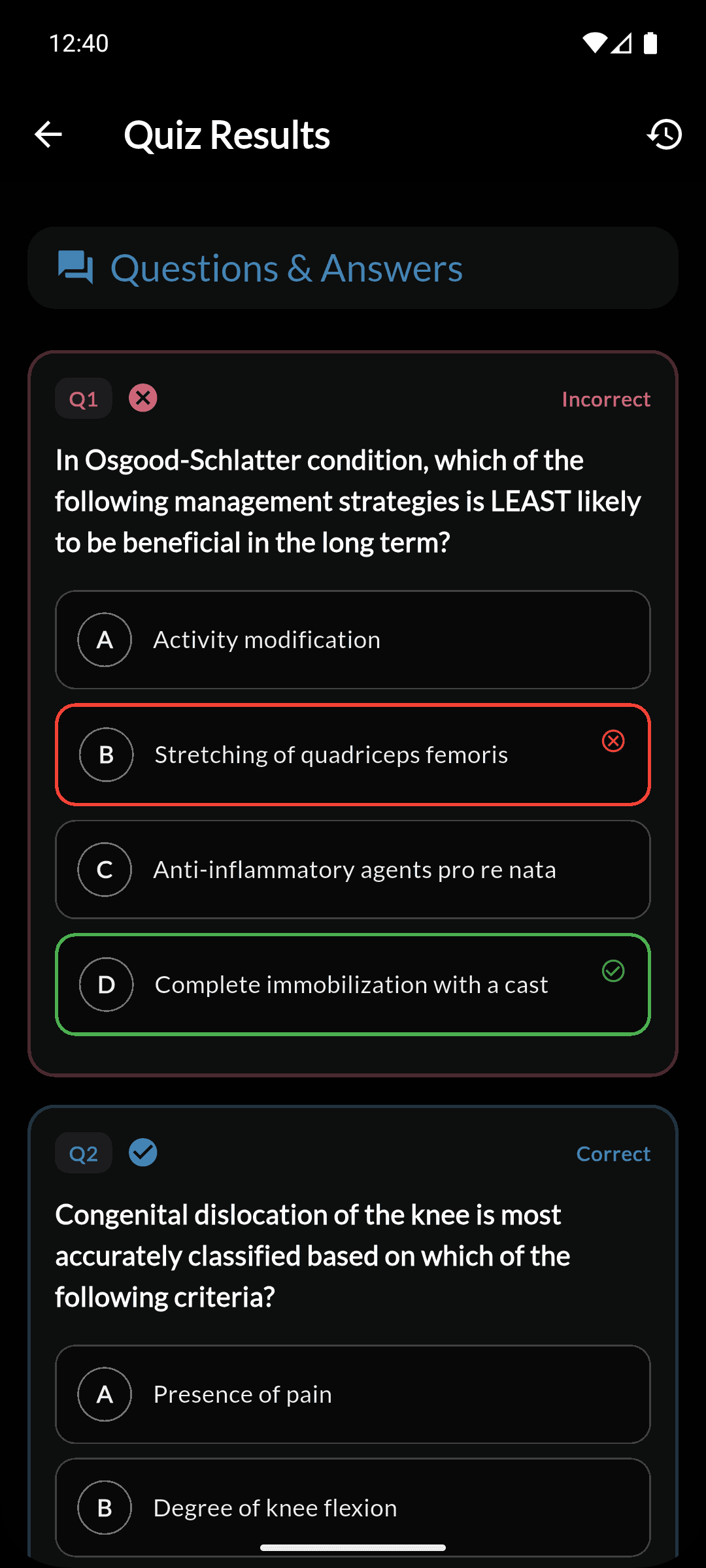 quiz correction screen - quiz correction screen