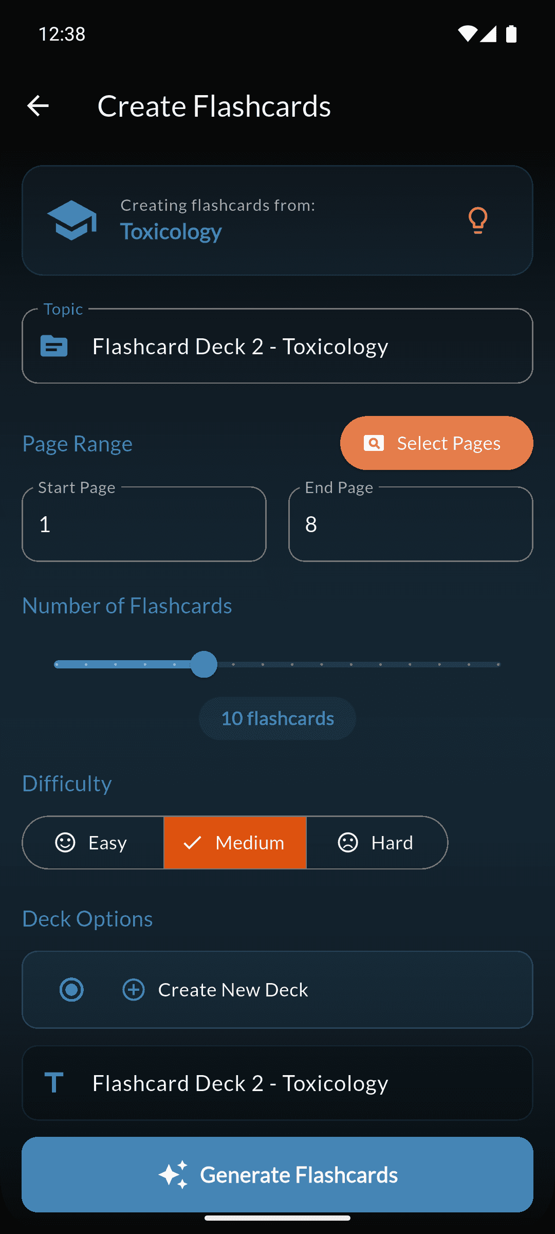 Flashcards - Smart flashcard generation